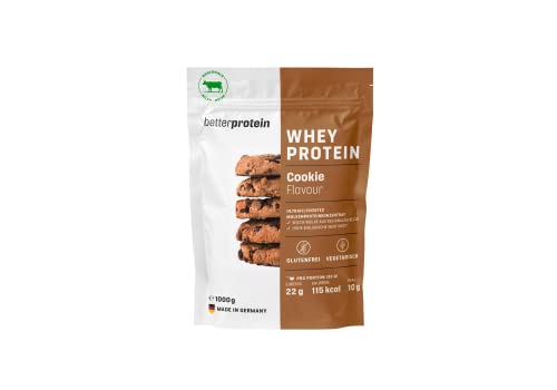 Whey Protein - Cookies & Cream 1 kg - Produziert in Deutschland aus regionaler Milch - Eiweißpulver zum Muskelaufbau und Abnehmen - Beutel - betterprotein ® -