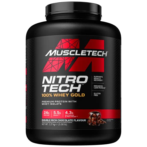 MuscleTechWhey Protein Powder, MuscleTech Nitro-Tech Whey Gold Protein Isolates & Peptides, for Muscle Building, Men and Women, Double Rich Schokolade ,2.27kg (71 Servings)