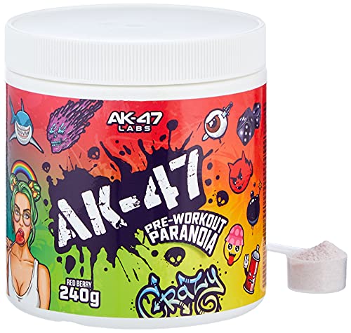 AK-47 Labs PARANOIA - Pre-Workout Booster Trainingsbooster Fitness Bodybuilding - (Red Berry - Rote Beeren), 240 g