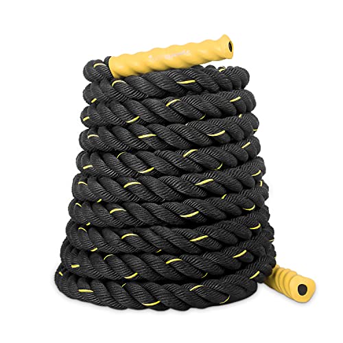 SportPlus Battle Rope, Seillänge 9 Meter, 3,8 cm Durchmesser, hochwertiges Schlagseil für Kraftausdauer & Muskelaufbau, Schwungseil für effektives Ganzkörpertraining & Functional Training, SP-BR-009